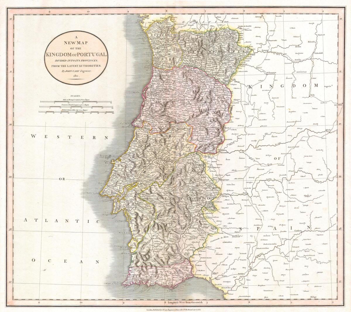 Historische kaart van Portugal
