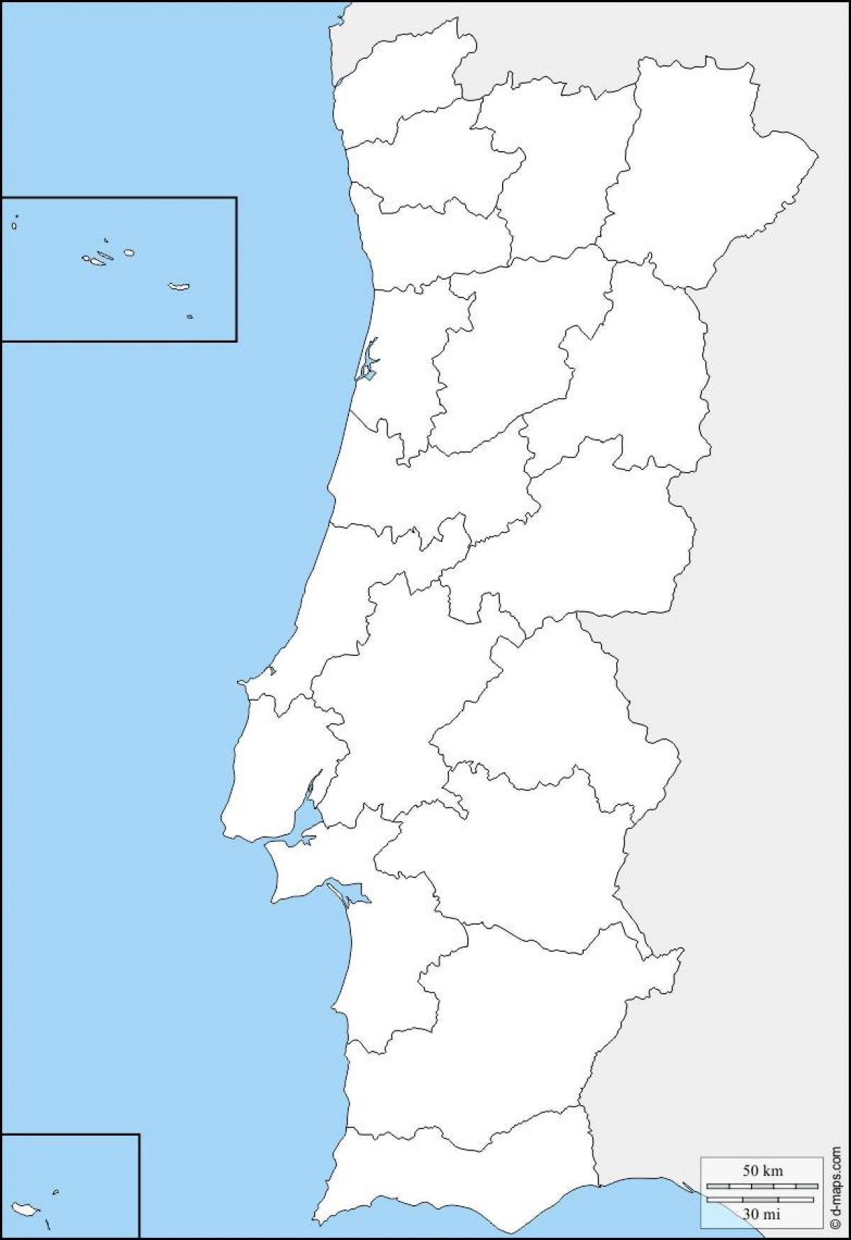 Lege kaart van Portugal
