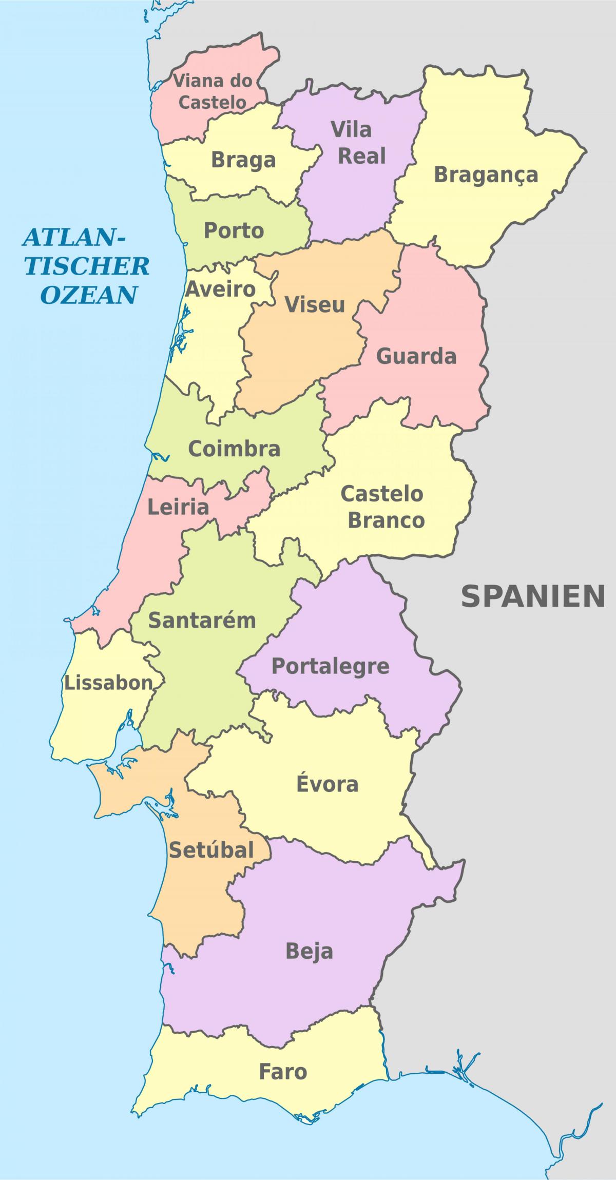 Portugal administratieve kaart