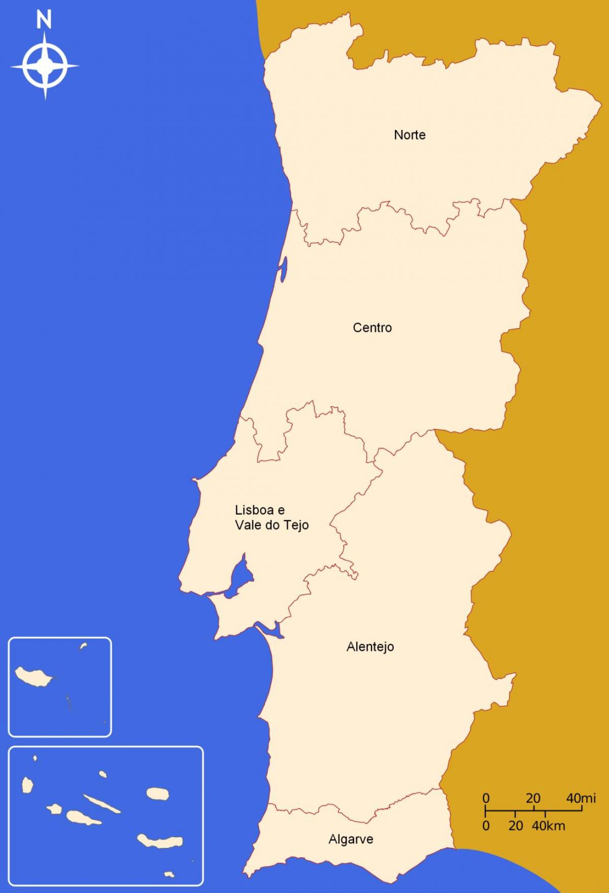 Gebiedenkaart van Portugal